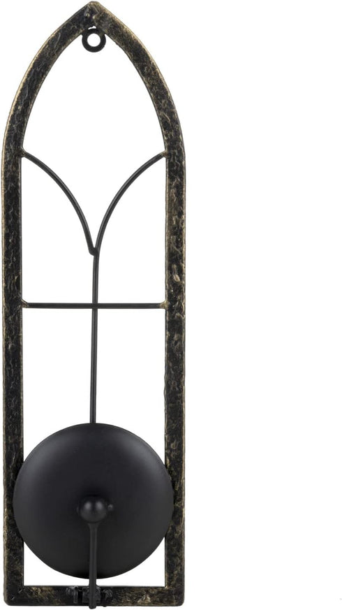 Set 2 GAKA Metal Rustic Wall Sconce Candle Holder of Black Gold Wall Gothic Mount Candle Sconce Holder for Living Room