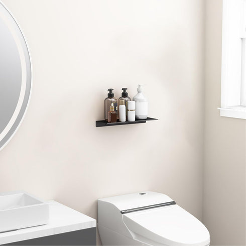 Danpoo Black Metal Wall Shelf - Small Floating Shelf, 12" Display Shelves for Bathroom Storage