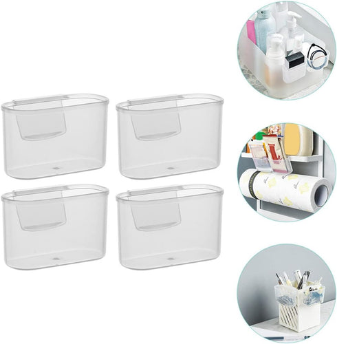Cabilock Shelf Bracket Desktop Stand, 4pcs Mini Fridge Organizer, Clear Plastic for Fridge Side Door Holder