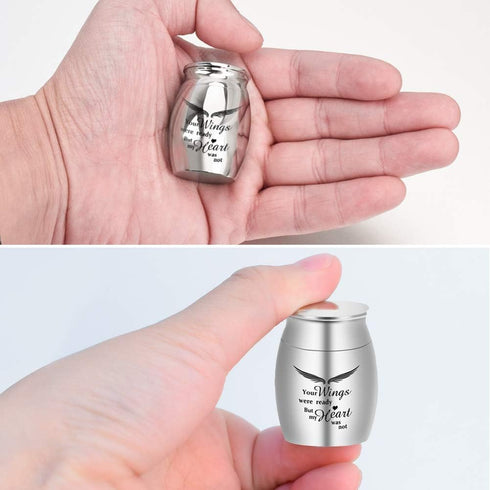 Dletay Small Keepsake Urns for Human Ashes, 1.57 Inch Mini Cremation Urns, Stainless Steel Memorial Holder