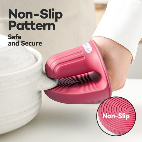 Silicone Oven Mitts - Heat Resistant Mini Oven Gloves and Pot Holders Set for Kitchen, Non Slip Waterproof Pinch Grips