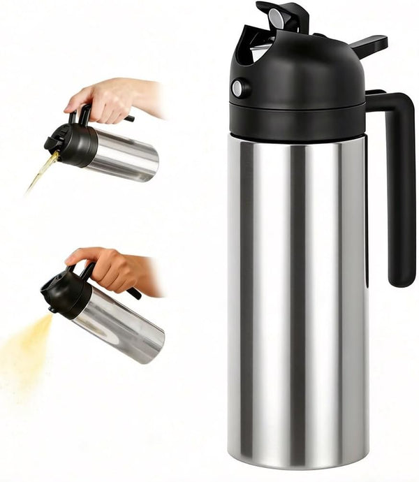 moniko 2-in-1 Oil Dispenser and Oil Sprayer, 16oz/470ml Stainless Steel Olive Oil Sprayer