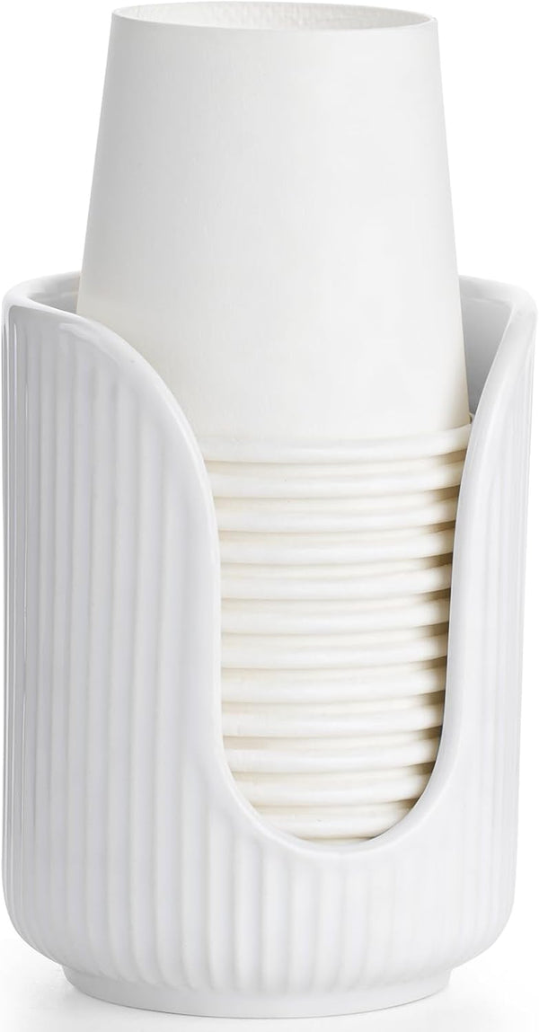 Bathroom Cup Dispenser - 3oz-4oz Ceramic Paper Cup Holder for Countertop, Mouthwash Dixie Cups Accessories