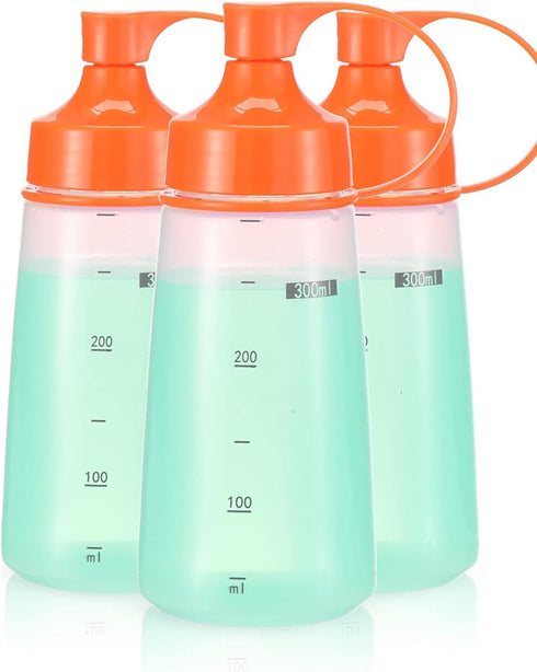 Squeeze Bottles Wide Mouth - Pack of 3 BPA Free Condiment Squeeze Bottles for Chunky Sauces, Crafts, 300 mL/10 oz.