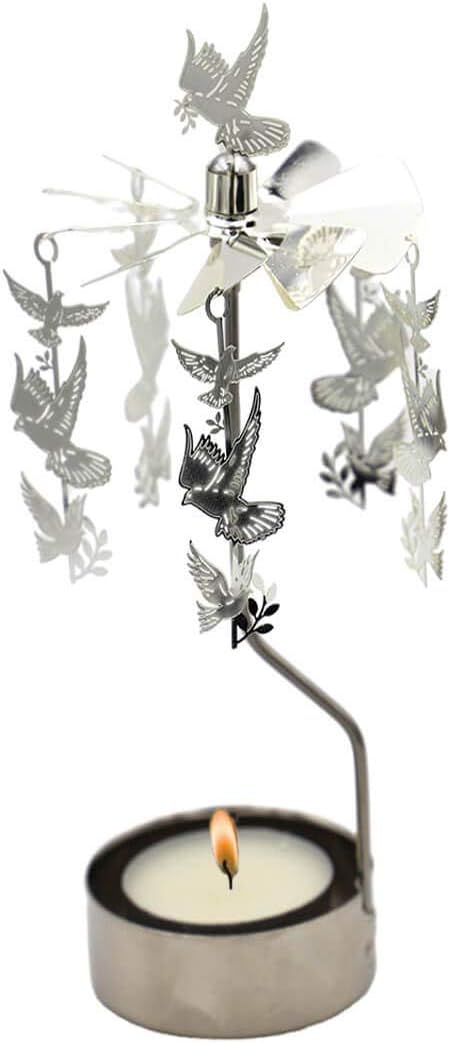 HOKHBCW Rotary Candle Holder - Spinning Metal Candleholder Gift, Dove of Peace