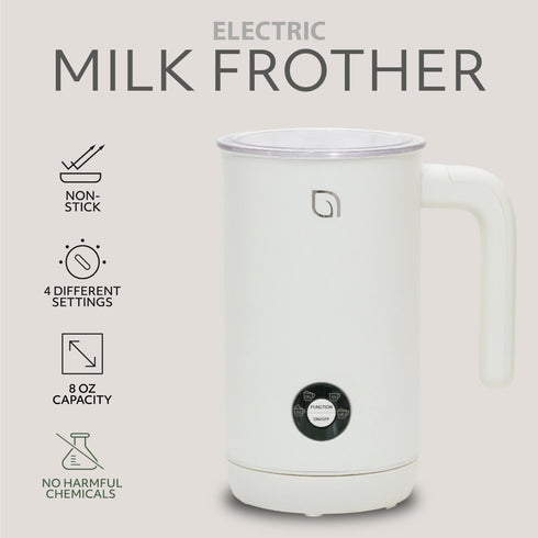 4 1 8.12oz/240ml 99% WILLOW Eco Series Milk Frother, in Milk Steamer, One Button Operation Hot and Cold Foam Maker Milk