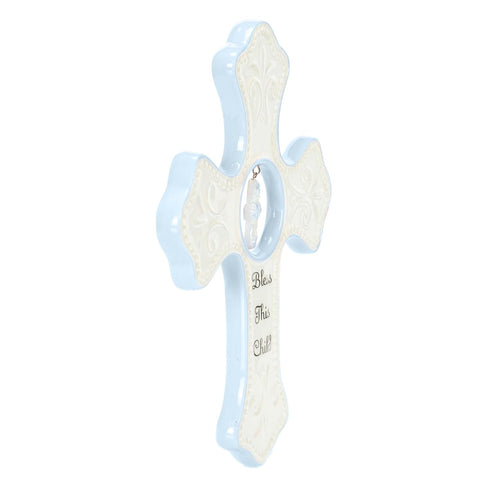 NAT and Jules Bless This Child Hanging Cross, Blue
