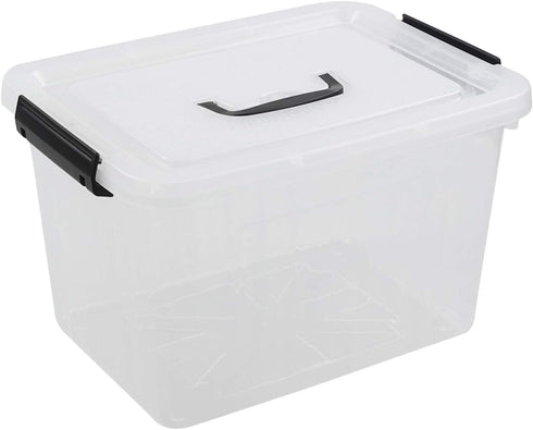 1-Pack Clear Plastic Storage Box with Handle and Lid - 10 L Latch Box