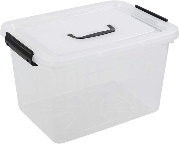 1-Pack Clear Plastic Storage Box with Handle and Lid - 10 L Latch Box