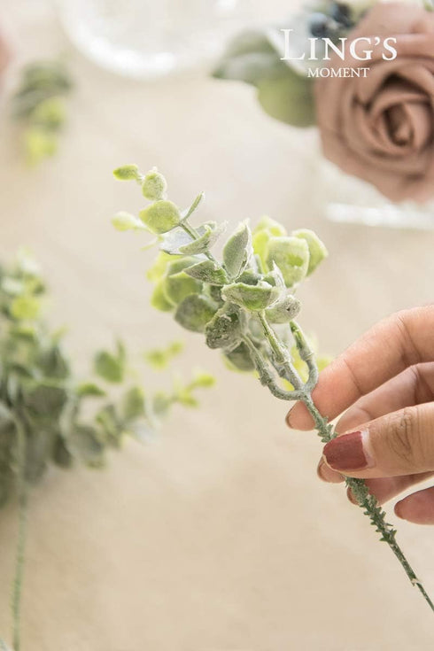 Ling's Moment 18Pcs Artificial Eucalyptus Leaves Branches, 15" Tall Fake Greenery Filler Decor for Wedding Bouquets