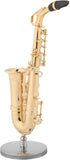 Instrument Ornament Gold Plated Miniature Saxophone Ornament Replica Musical Model with Gift Case for Christmas