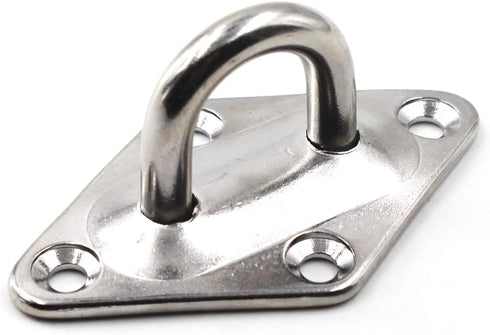 Heavy Duty Ceiling Wall Mount Hook, Diamond Pad Eye Plate 5mm 3/16" 304 Stainless Steel for Yoga Swings, Hammocks,