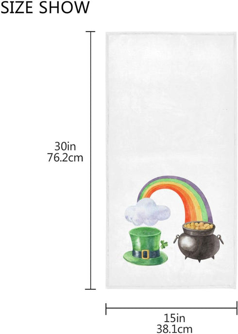 Vdsrup St Patrick's Day Rainbow Hand Towels, 30 x 15 In, Soft Highly Absorbent Bathroom Kitchen Towels with Leprechaun