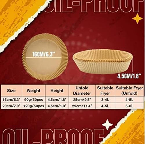 100 PCS Disposable Air Fryer Liners - Parchment Paper Sheets for Air Fryer Basket, Round Baking Accessories