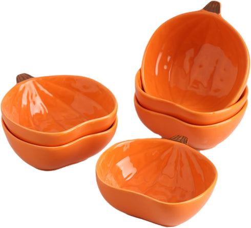 Ramekins Set of 6 - 6 Ounces Oven Safe Ceramic Bowls for Baking Souffle, Pudding, Dip, Sauce - Orange