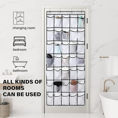 Teikou 24 Over the Door Shoe Organizer, Large Breathable Mesh Pockets, Hanging Storage Holder, Hanging Shoe