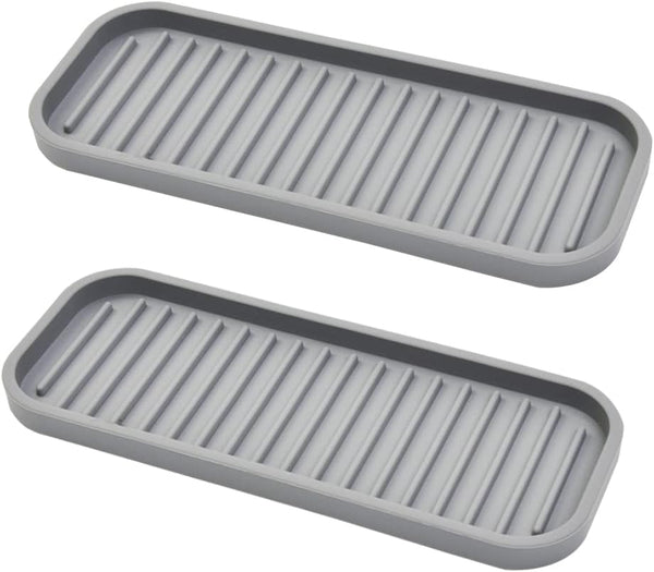 Mofason Silicone Soap Tray, Bathroom Kitchen Finishing Tray, Soap and Sponge Sink Organizer (Mist, 2 Pack)