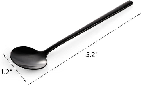 Dicunoy 12 Pack Black Espresso Spoons, 18/10 Stainless Steel Mini Coffee Teaspoons, 5 Inch Small Round Spoon for Tea, Sugar, Dessert, Cake, Ice Cream, Antipasto, Cappuccino