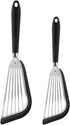 Stainless-Steel Slotted Flex Fish Turner, Set of 2 Kitchen Spatulas for Nonstick Cookware