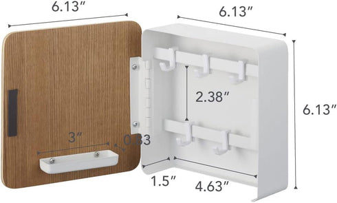 Yamazaki Home Square Magnetic Keychain Organizer | Steel + Wood | Key Storage, One Size, Ash