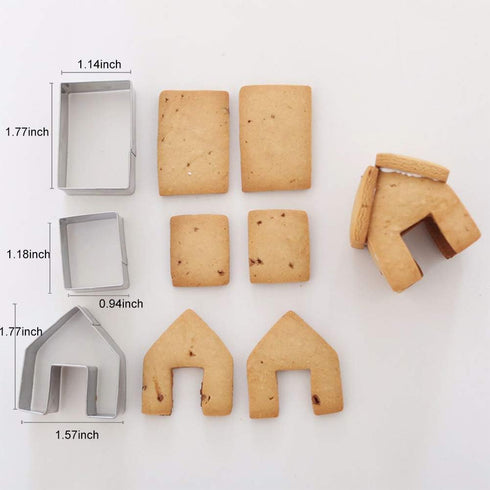 MEMOVAN Mini Gingerbread House Cookie Cutter Kit - 3pcs Christmas Cookie Cutters for Holiday DIY Baking
