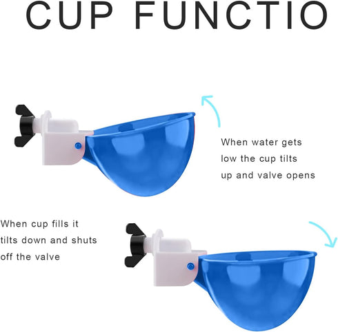 EOKOICA 8 Packs Chicken Waterer Cups, Blue Large Chicken Watering Cups, Automatic Chicken Water Cups, Tee Fittings