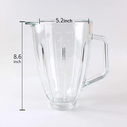 Replacement Glass Jar with Lid - Compatible with Hamilton Beach Blenders (6 cups)