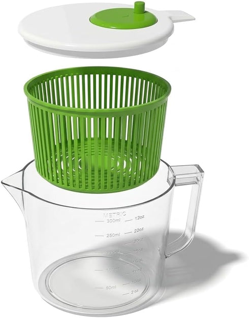 Cooler Kitchen Small Salad Spinner Mini Lettuce Spinner and Dryer with Measuring