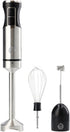 MasterChef Immersion Blender Handheld with Electric Whisk & Milk Frother Attachments, Stainless Steel Stick Emulsifier
