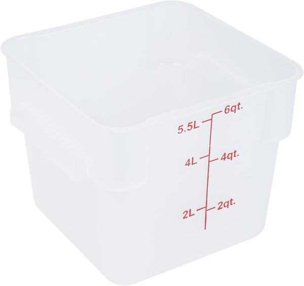 Restaurantware Met Lux 6 Quart Food Storage Container, Translucent with Volume Markers, Lids Sold Separately
