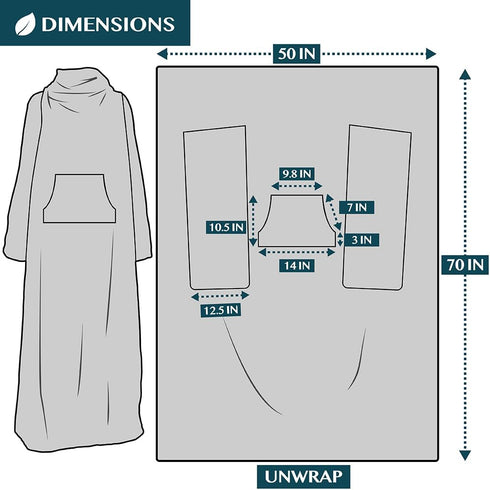 PAVILIA Wearable Blanket with Sleeves for Adult Women Men, Soft Warm Fleece Wrap Throw, Robe Blanket Gift