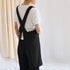 NEWGEM Japanese Linen Cross Back Kitchen Cooking Aprons for Men with Pockets, Black