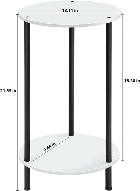Set 2, SEHERTIWY Round Side Table for Living Room, White End Tables Living Room of Accent Table for Small Spaces, Round