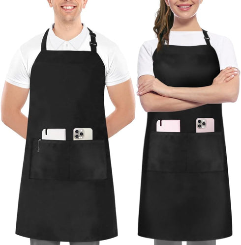 Utopia Kitchen 2 Pack Adjustable Bib Apron, Water and Oil Resistant, 2 Pockets for Cooking