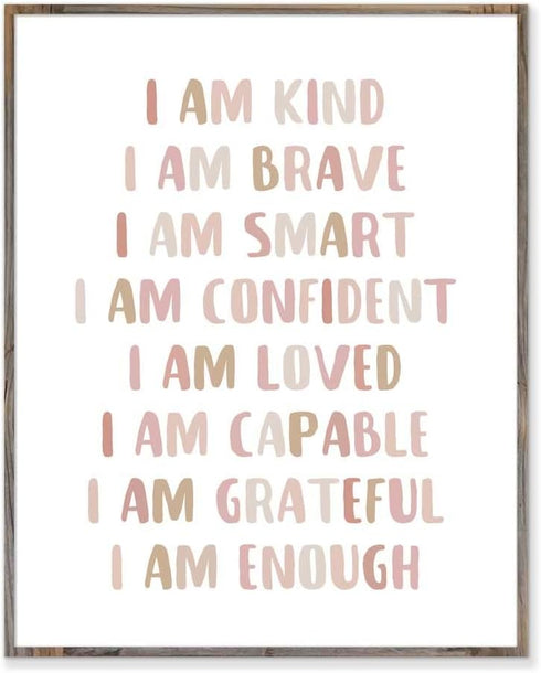 Affirmations Print, I Am Kind, I Am Brave, Affirmations For Kids, Inspirational