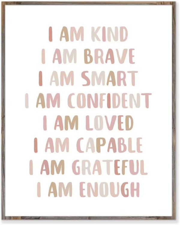 Affirmations Print, I Am Kind, I Am Brave, Affirmations For Kids, Inspirational