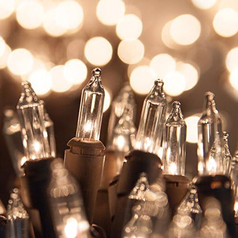 Dobar 100 Count (22.5 Holiday Pride Clear Christmas Lights with Brown Wire - - Warm White Christmas Tree Lights