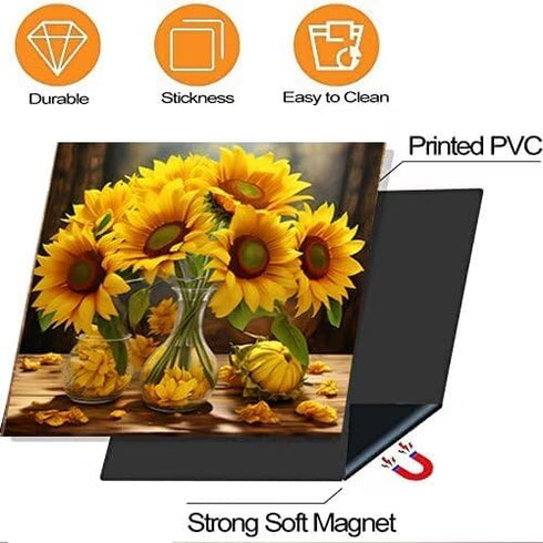 Modern Sunflower Dishwasher Magnet Cover, Appliance Sticker Blooming Sunflower Front Cover, 23" x 26"