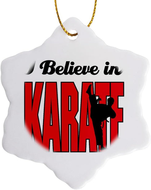 3dRose I Believe in Karate Snowflake Ornament