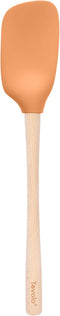 Tovolo Flex-Core Apricot Wood-Handled Spoonula, Silicone Spoon Spatula Head with Ergonomic Grip for Cooking & Baking