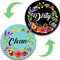 Dishwasher Magnet Clean Dirty Sign Indicator, Double Sided Kitchen Magnet with Magnetic Plate, Reversible Flower Wreath