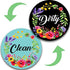Dishwasher Magnet Clean Dirty Sign Indicator, Double Sided Kitchen Magnet with Magnetic Plate, Reversible Flower Wreath
