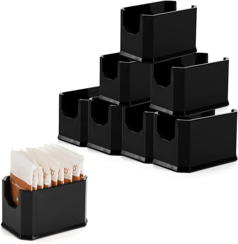 Set 8 Packet Packets Dicunoy of Sugar Holder, Plastic Black Sugar Caddy for Restaurant, Sugar Bag Sweetener Storage
