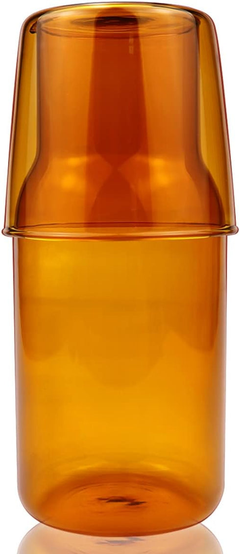 DOERDO Bedside Carafe Night Water Carafe with Tumbler Glass, Glass Mouthwash Bottle