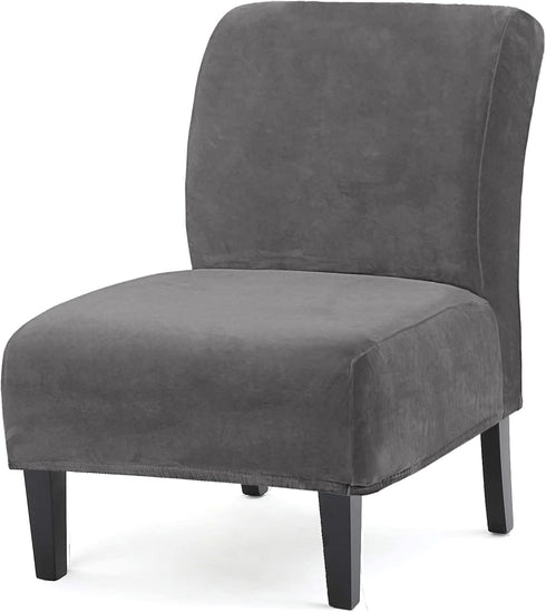 UCCONO Armless Accent Chair Slipcovers, Thick Velvet Slipper Accent Chair Covers Hotel Oversized