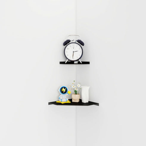 YUjieSTC 3mm 6 Inch Corner Shelf Wall Mounted, Black Corner Shelf, Shower Shelf, Floating Corner Shelf Aluminum Matte
