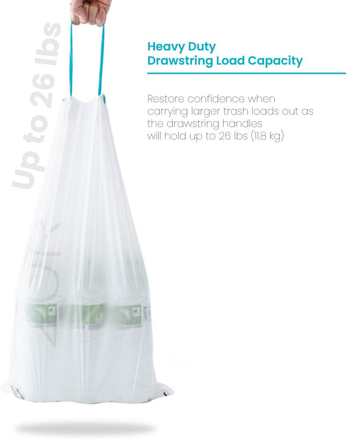 5.3 20 20R, 60-Count Home Zone Living Gallon Kitchen Trash Bags with Drawstring Handles, Heavy Duty Custom Fit Design