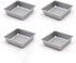 Flunyina 4 Inches Non-Stick Square Cake Pans | Set of 4 Carbon Steel Cake Molds for Home, Wedding, Birthday Party
