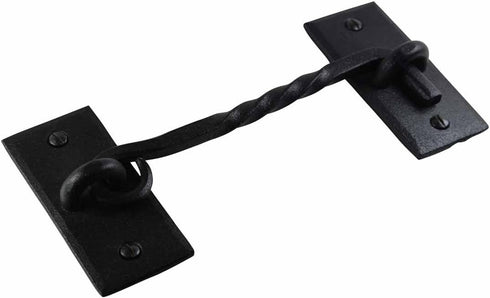 Renovators Supply Manufacturing Hook and Eye Latch, 6.5 in. Black Wrought Iron Door Lock with Hardware