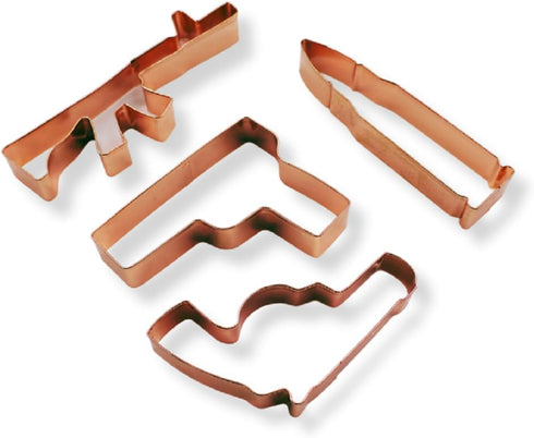 Caliber Gourmet Cookie Cutter Mold Set - Gun Shaped Cutters for Funny Military Theme, Stainless Steel
